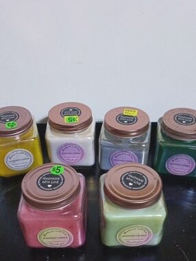 Handmade Scented Candle Jar - Pink & Green Options